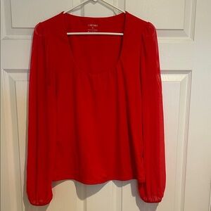 Vibrant Red Long Sleeve Blouse